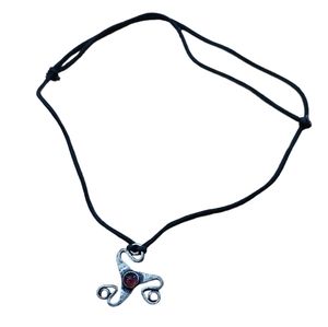 Pewter Celtic Necklace with Purple Stone and Adjustable Leather Cord